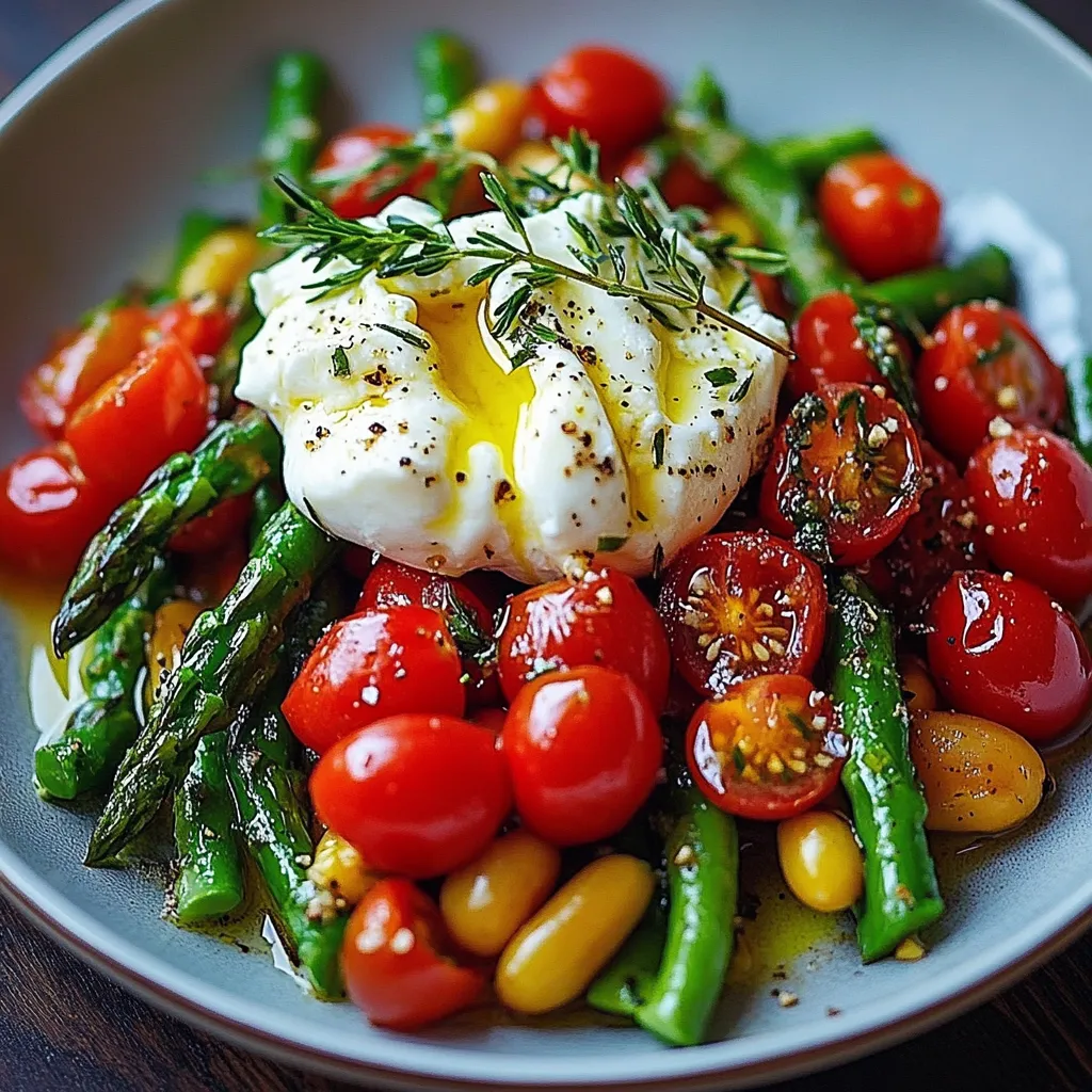 Salade d’Asperges, Tomates, Burrata & Pignons de Pin